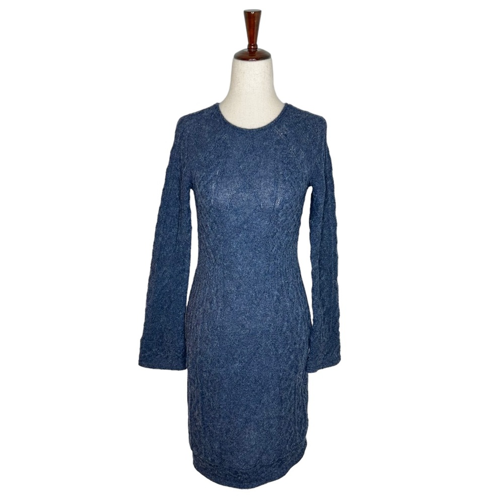 Peruvian Connection Baby Alpaca Cable Knit Sweater Dress Size XS Blue